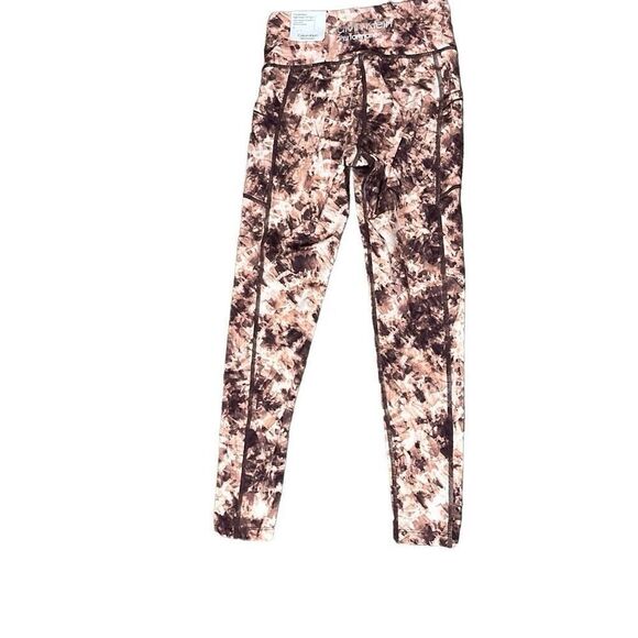 Calvin Klein Performance 7/8 Leggings Brown Tan Tie Dye High Waist XS NWT $78 - Picture 2 of 10